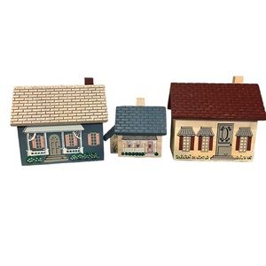 Vintage 1990 Cape Craftsman Victorian Village by Artist Rose Kennedy 3 Piece Set